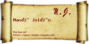 Manó Jolán névjegykártya