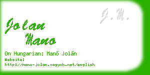 jolan mano business card